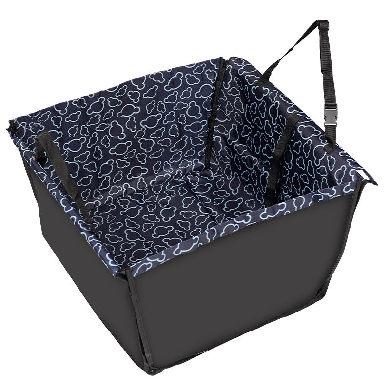 Solo Seat Car Basket in Navy Clouds, a navy cloud print
