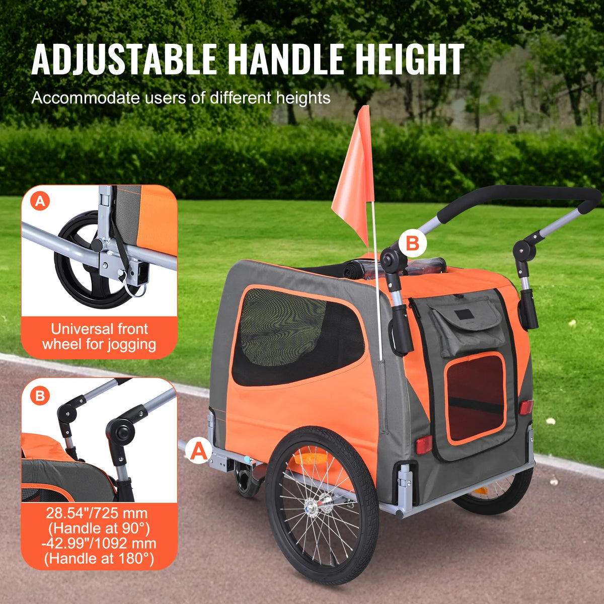 Adjustable handle on the Tagalong Bike Trailer and Stroller