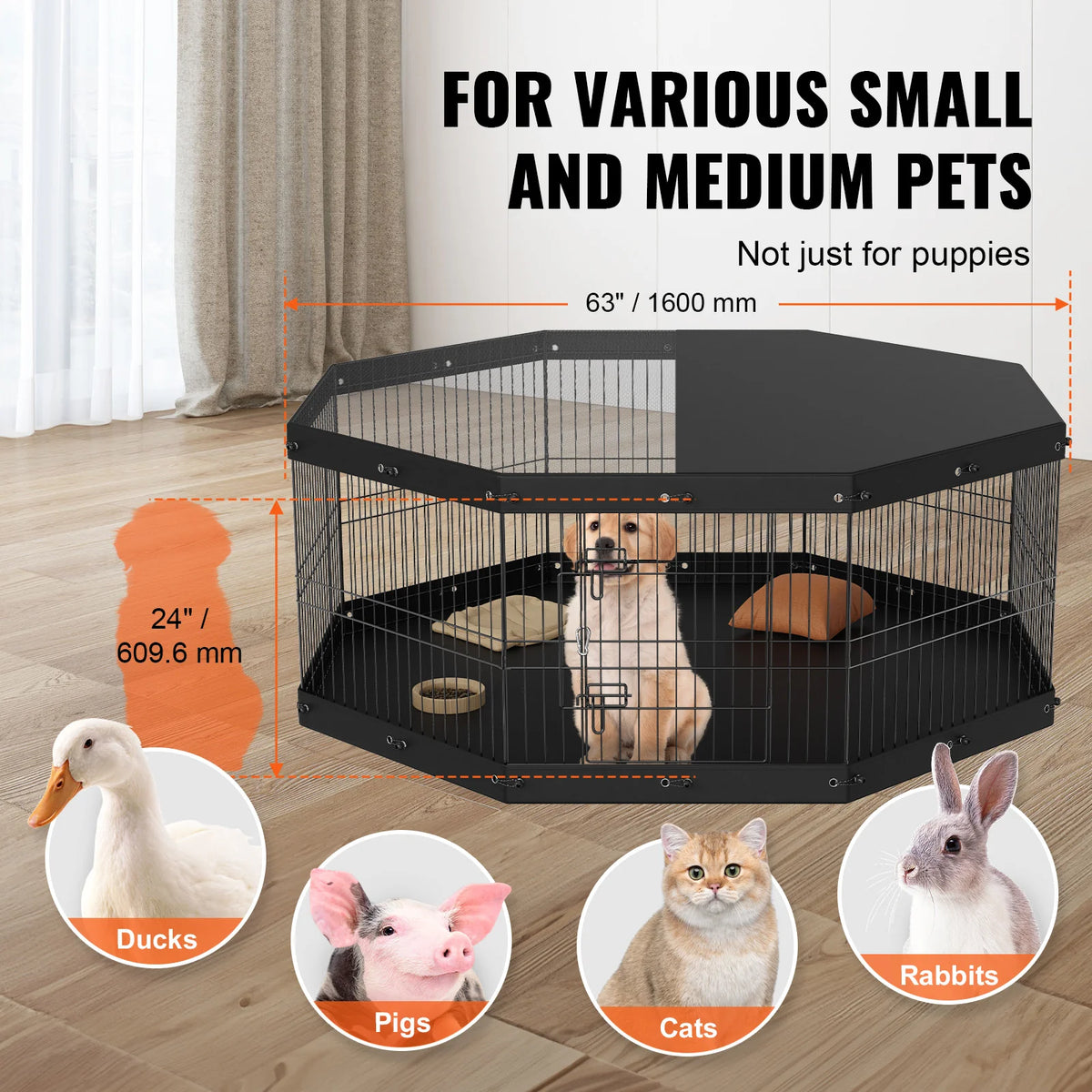Campsite Folding Playpen size: 63 in across and 24 in high