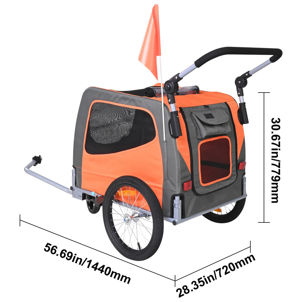 Tagalong trailer dimensions: 56.7 x 28.4 x 30.7 in