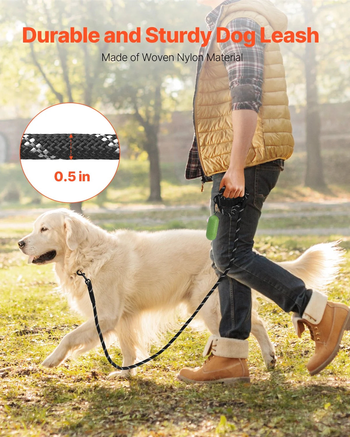 Person walking a dog on the Ridgeline Rope Leash