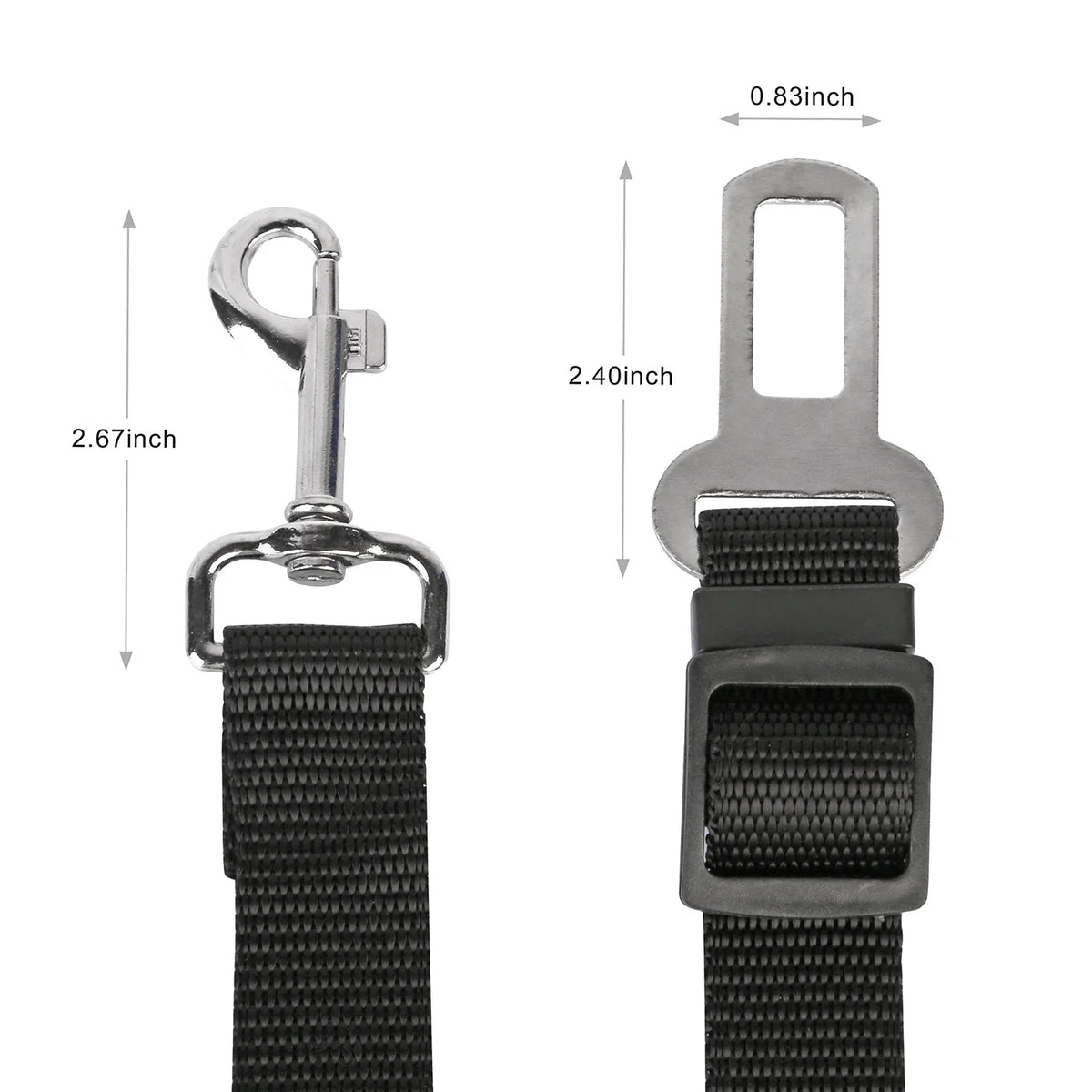Buckle tab and clip dimensions on the Buckle-In Seat Belt Tether